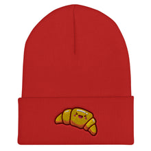 Load image into Gallery viewer, Kawaii Croissant Embroidered Cuffed Beanie