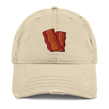 Load image into Gallery viewer, Bacon Embroidered Distressed Dad Hat
