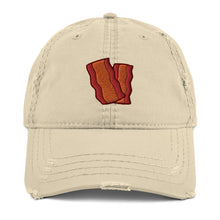 Load image into Gallery viewer, Bacon Embroidered Distressed Dad Hat