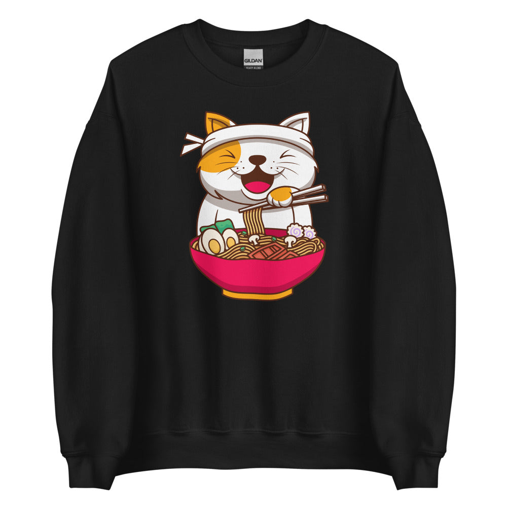 Kawaii Japanese Cat Eating Ramen Unisex Sweatshirt
