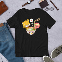 Load image into Gallery viewer, Kawaii Panda & Octopus Ramen Noodle Bowl Unisex T-Shirt