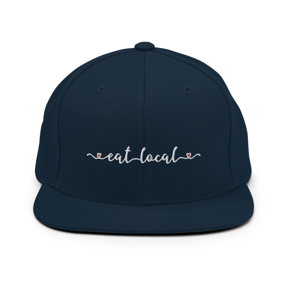Eat Local Embroidered Snapback Hat