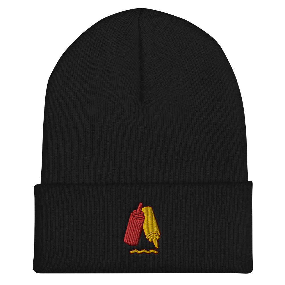 Ketchup & Mustard Condiments Embroidered Cuffed Beanie