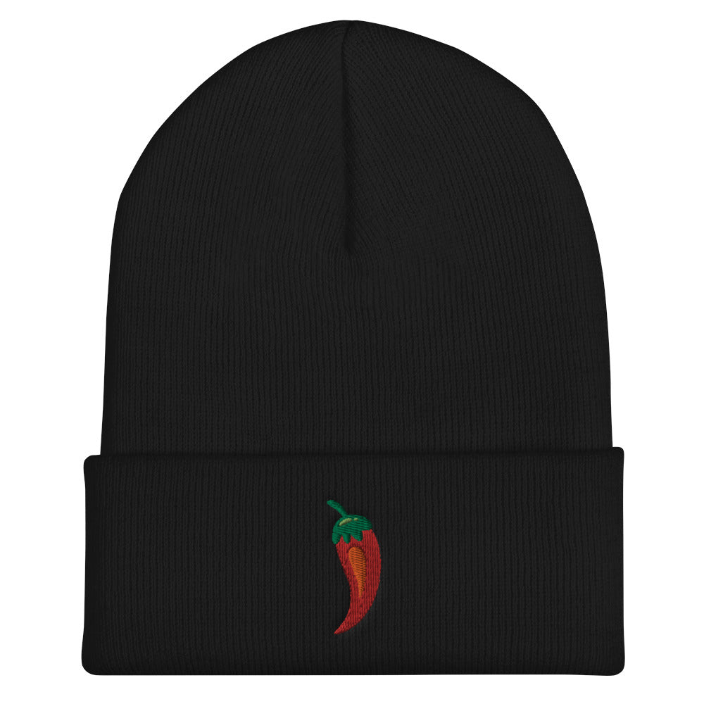 Red Chili Pepper Embroidered Cuffed Beanie