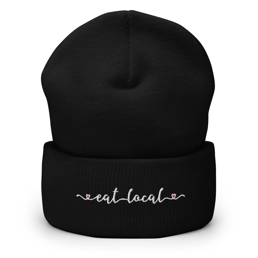 Eat Local Embroidered Cuffed Beanie