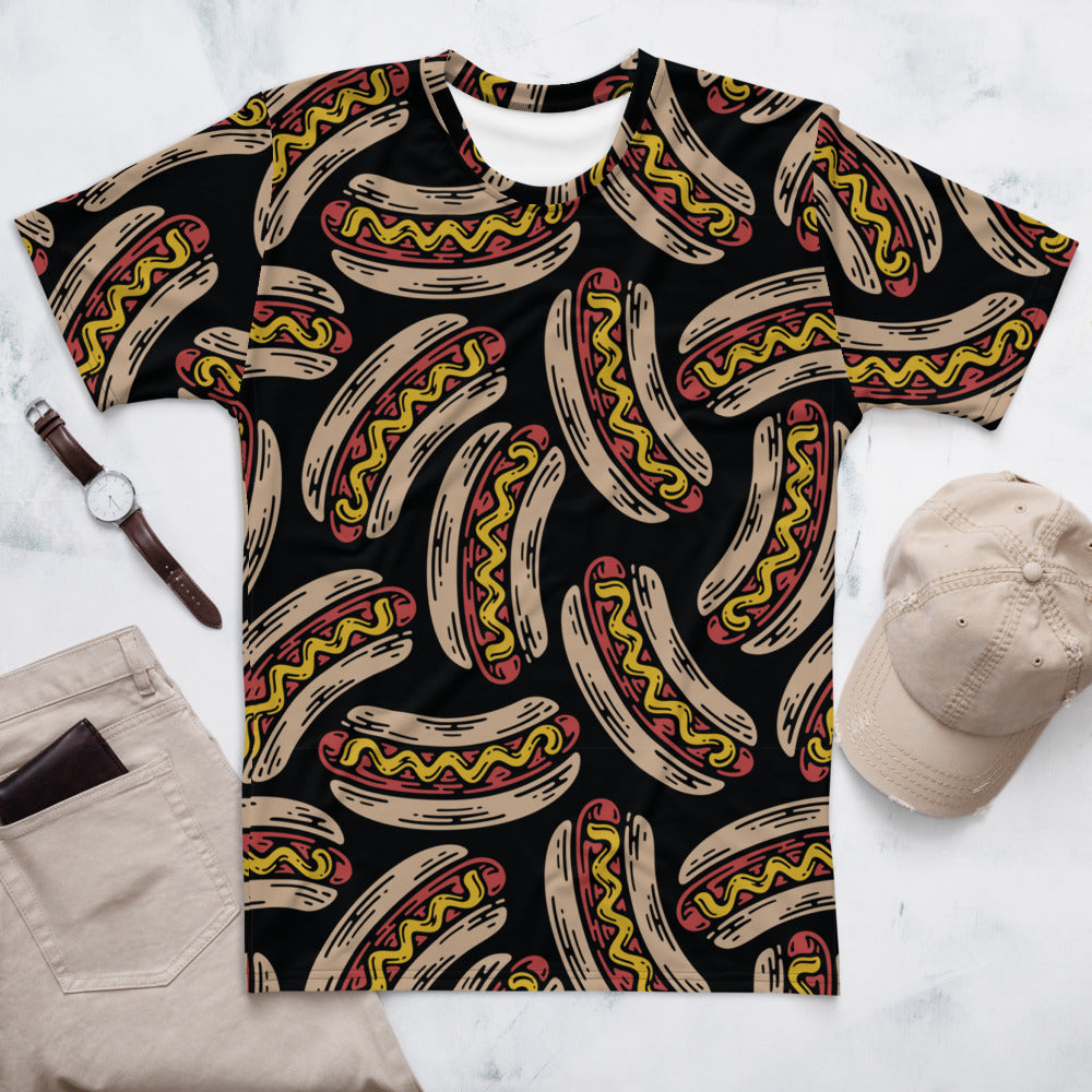 Funny Hot Dog Pattern Allover Print T-shirt
