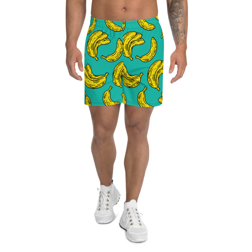 Tropical Banana Pattern Allover Men's Athletic Shorts