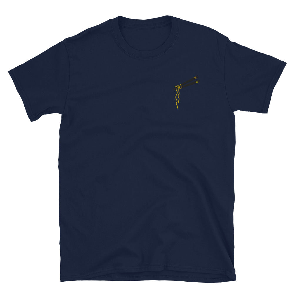 Chopsticks And Noodles Embroidered Short-Sleeve Unisex T-Shirt