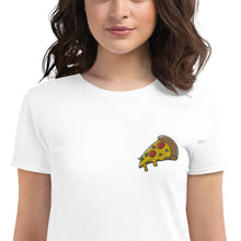 Load image into Gallery viewer, Pizza Slice Women&#39;s Short Sleeve Embroidered T-Shirt
