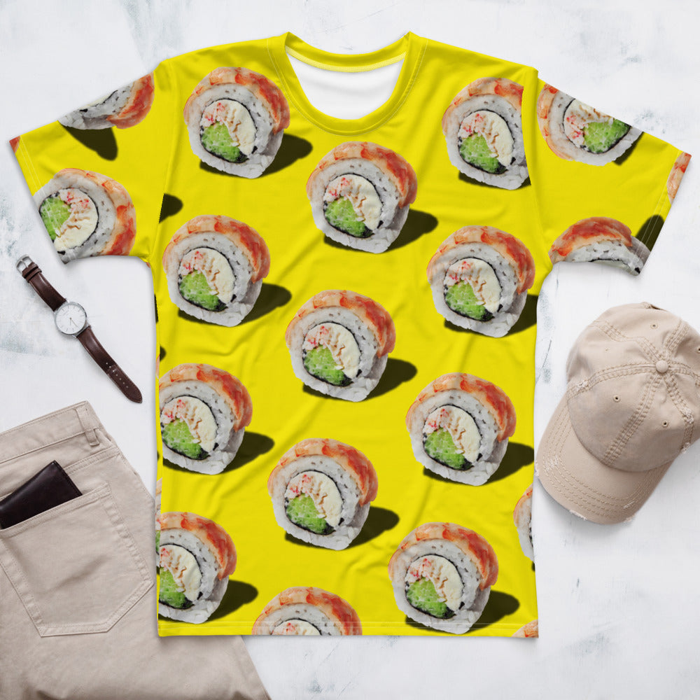 California Sushi Roll Pattern Yellow T-shirt